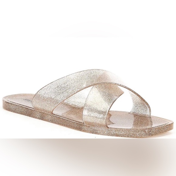 STEVE MADDEN Gold Glitter Jelly HORIZON Slide Sandal NIB - Picture 6 of 7